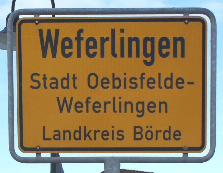 Ortseingangschild Weferlingen